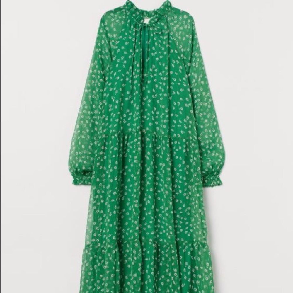 ❌SOLD❌Romantic Floral Chiffon Dress Balloon Sleeve - Picture 5 of 16